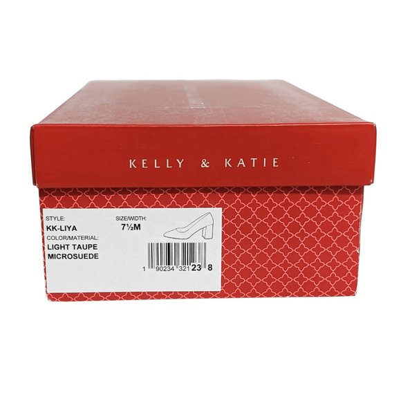 NWT Kelly & Katie Light Taupe Microsuede Pumps, Chunky Heels, Rounded, 7.5 - Picture 4 of 8